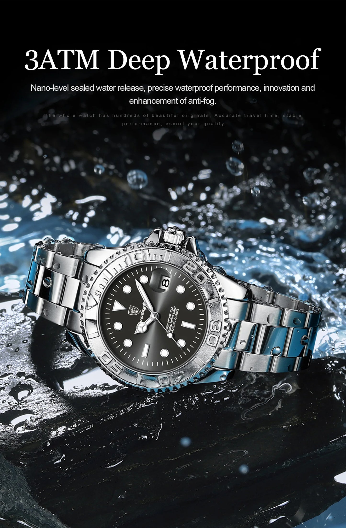 POEDAGAR Business Luxury Man Watch Luminous Waterproof Date Stainless Steel Men Watch High Quality Military Men's Quartz Watches