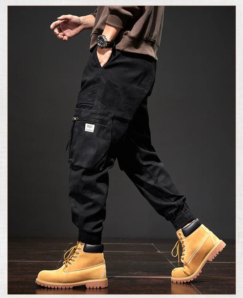 2025 NewMen's Fleece-Lined American Camouflage Casual Multi-Pocket Loose Zipper Jogger Pants Autumn Youth Trendy Workwear