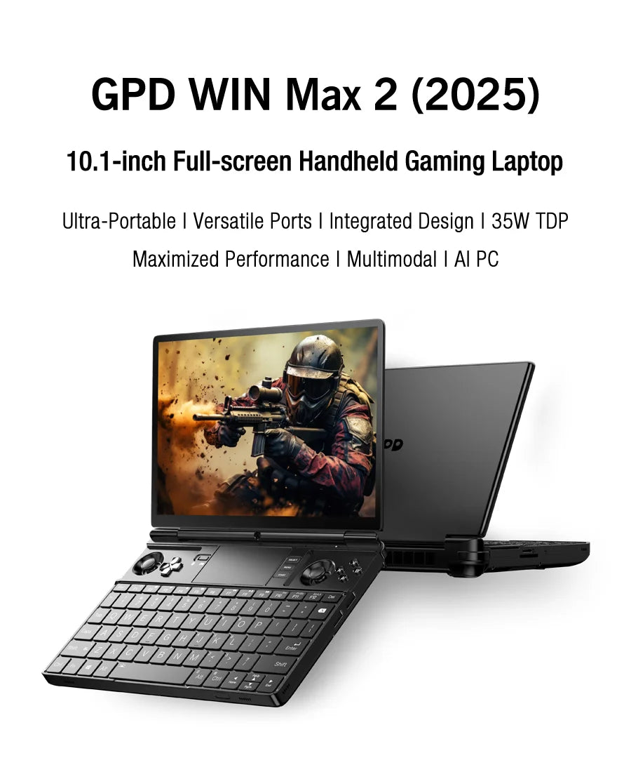 GPD 2025 WIN Max 2 32GB RAM 1TB 2TB SSD Hard Disk CPU AMD 8840U AI9 HX370 Processor Gaming Laptop Mini PC Notebook LPDDR 5