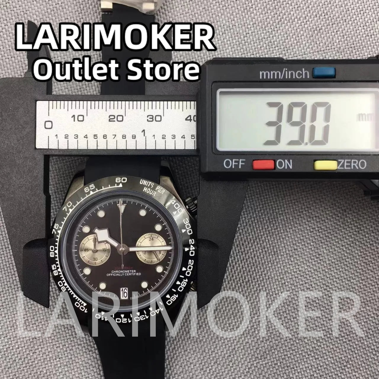 LARIMOKER 39mm Chronograph VK64 Quartz Watch For Men Sapphire Glass Luminous Hand Blue Black White Pink Rubber Bracelet Watch