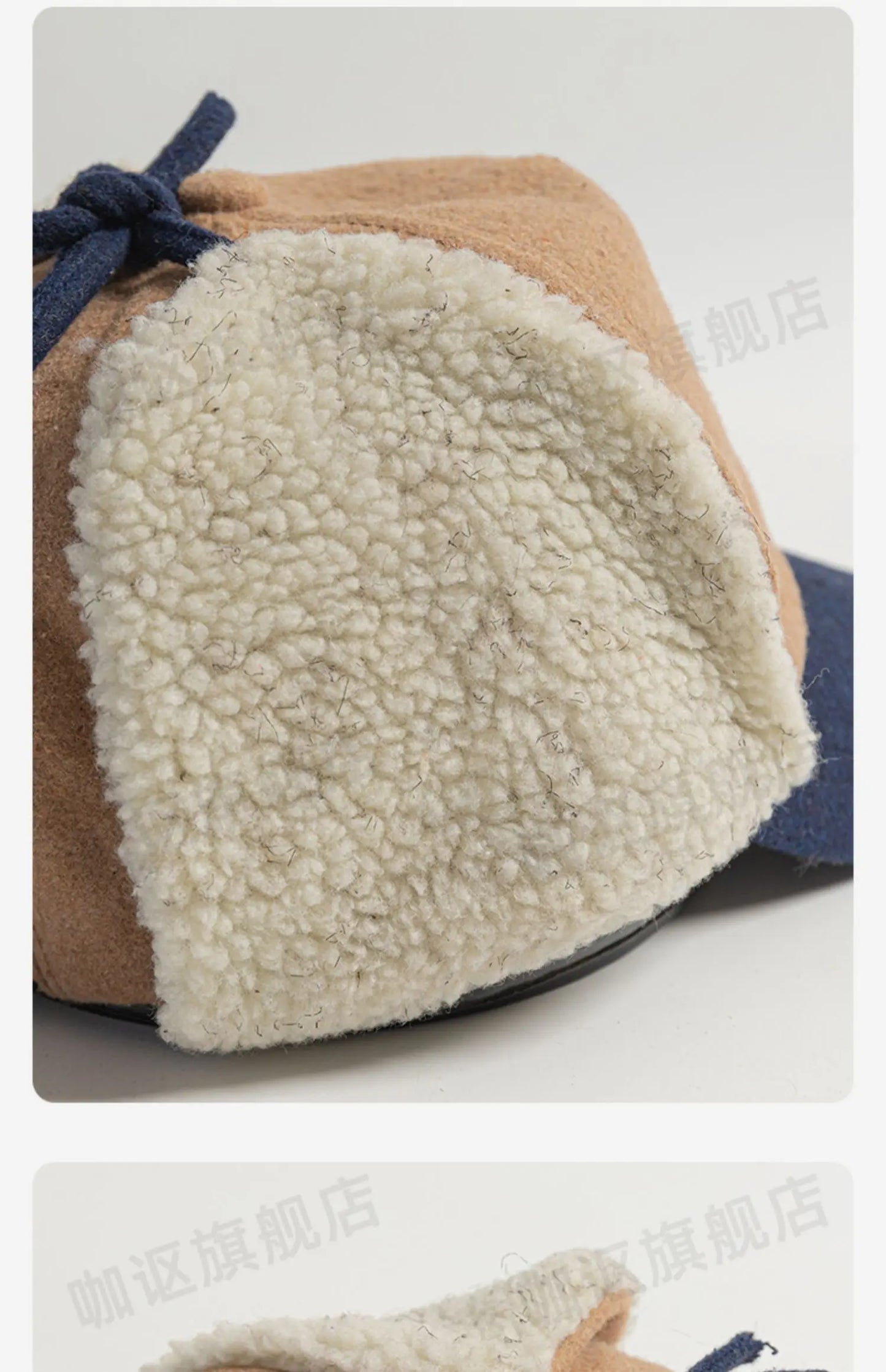 Retro Woolen Color Matching Bomber Hat Men and Women Street Japanese Trend Peaked Cap Plush Thermal Ear Protection Baseball Cap