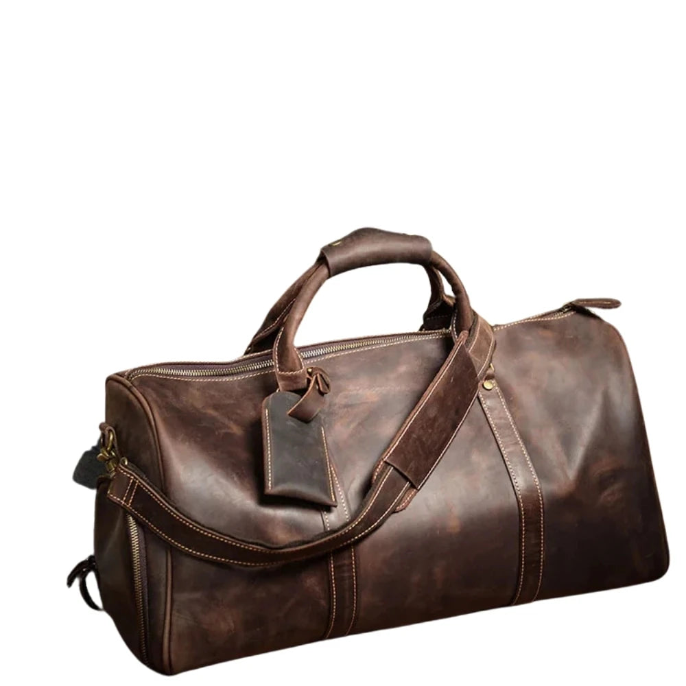 PHILI BULL Leather Men's Bags Vintage Travel Duffle Bag Weekend Bag Handbags Messenger Bags Luggage Bag With Shoe Compartment