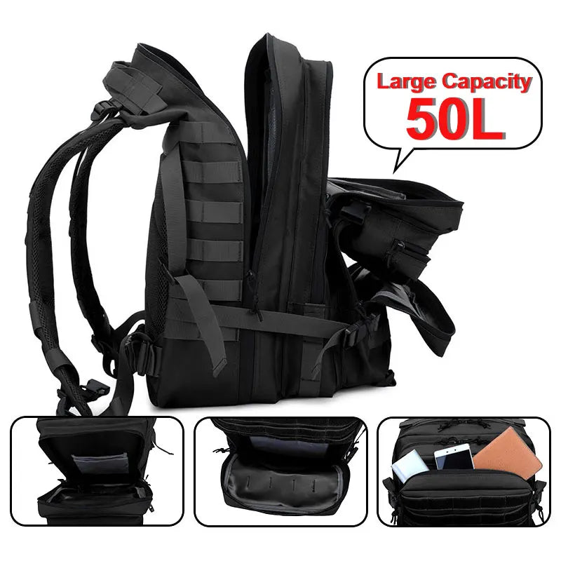 Outdoor Sports Multi-functional Bags50L Tactical Backpack Men's Travel Large Capacity Rucksacks Men Waterproof