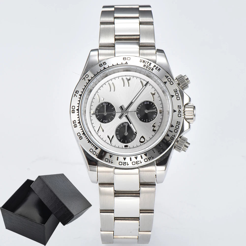 39.3mm VK63 Men's watch Arabian Dial customized Men's watch Luxury Quartz watch man VK63 Sport Chronograph Sapphire Glass watch