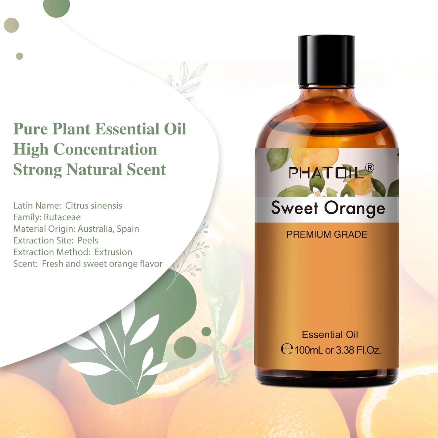 PHATOIL 100ml Natural Essential Oil For Skin Aromatherapy Lemongrass Eucalyptus Lavender Peppermint Fragrance Essential Oils