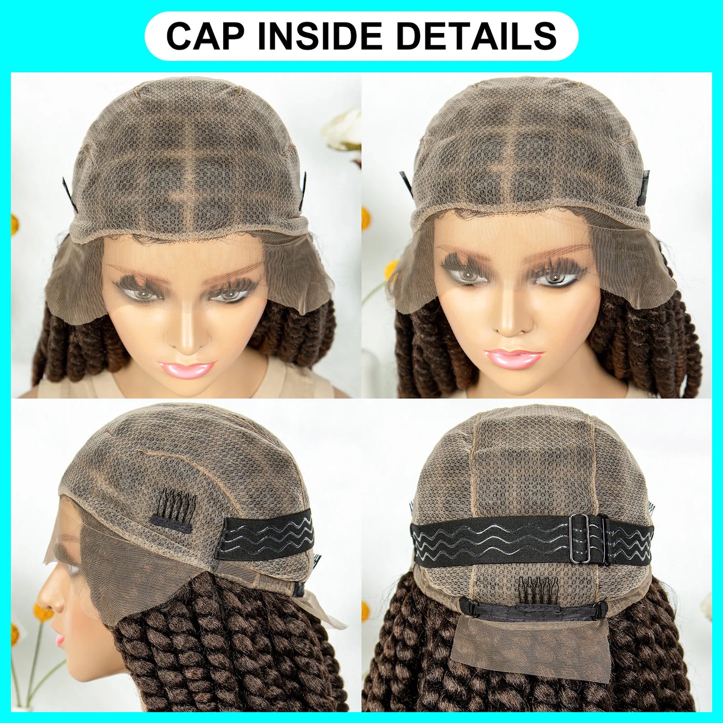 16" Full Lace Twisted Braided Wigs for Black Women Synthetic HD Lace Front Braids Wigs with Baby Hair Natural Lace Braiding Wigs
