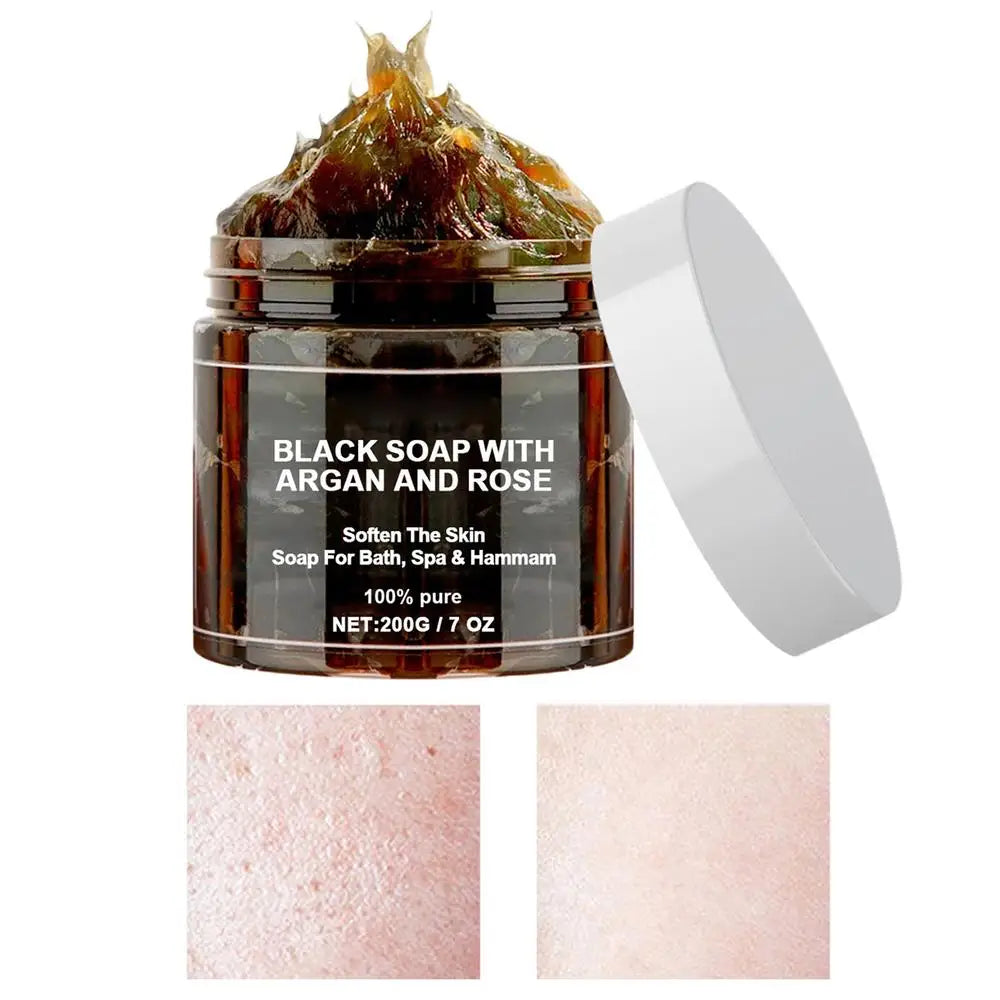 1pcs Black Beldi Soap With Argan And Rose 200g Morocco Black Beldi Soap Moisturizing Body Remove Acne Skin Care