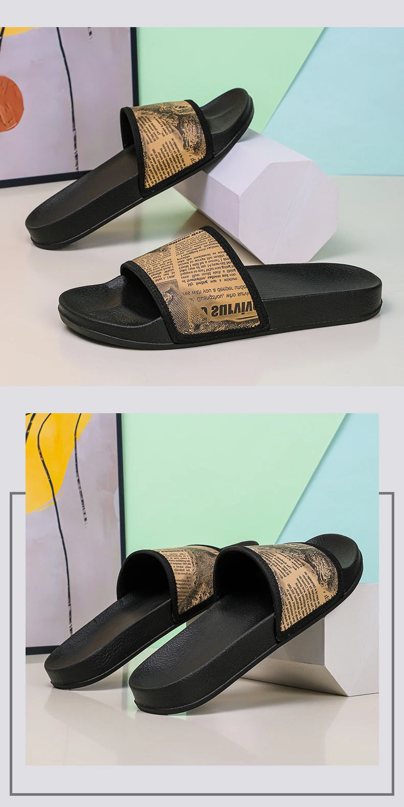 Mens Slides Fashion Summer Luxury Slippers Cushion Beach Solid Slides Indoor Bathroom Anti Slip House Male Sandals