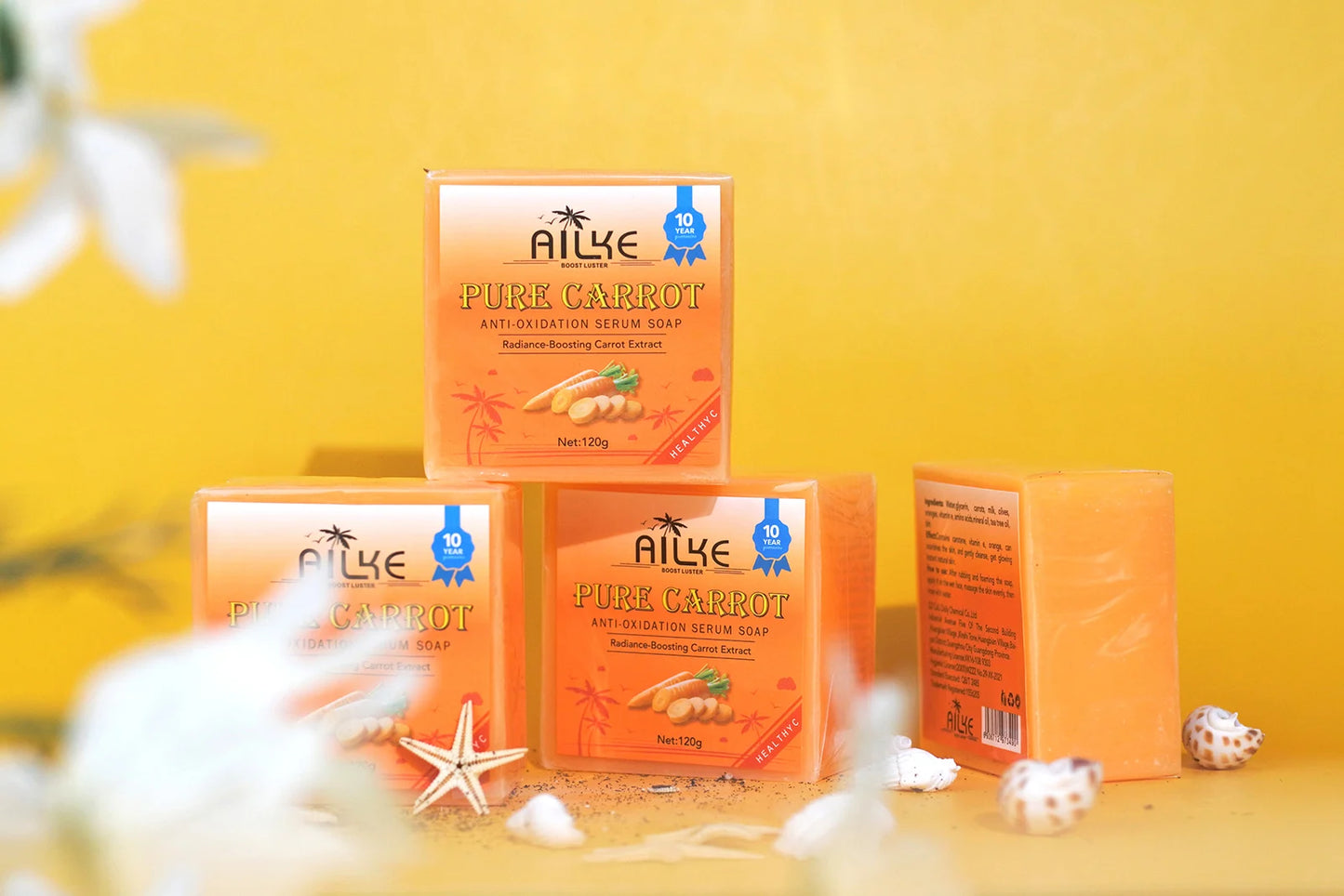 AILKE Pure Carrot Anti-Oxidation Serum Soap, Whitening, Clean Stains, Skin Brightening Soap Bar, With Vitamin C, For Body, Face