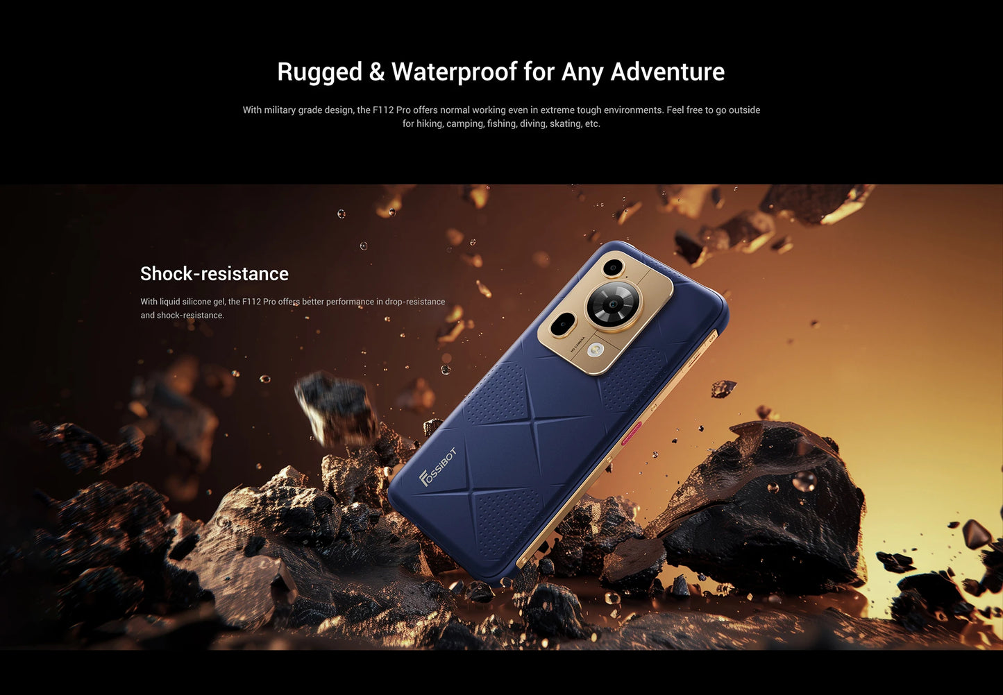 Fossibot F112 PRO 5G Rugged Smartphone 6.88" HD+ 7150mAh 24GB(8+16) 256GB Mobile Phone 50MP Environmentally Friendly Cellphone