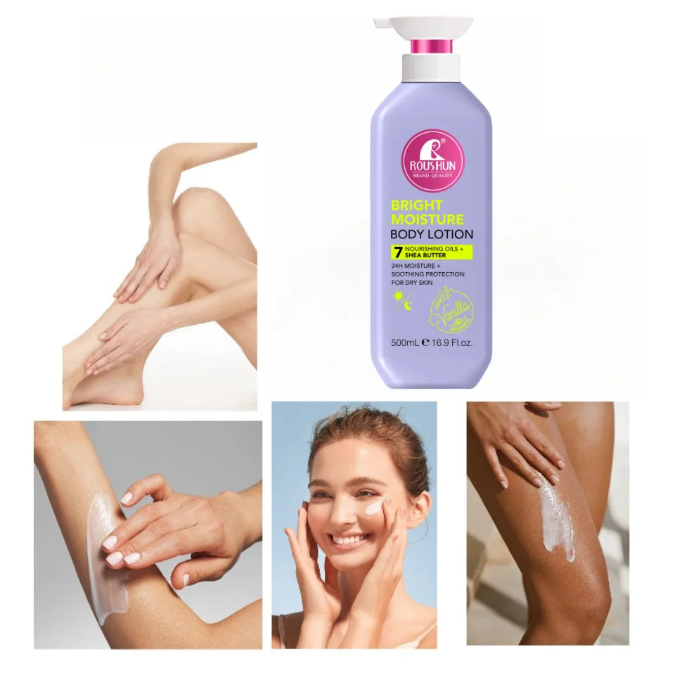 500ml ROU SHUNMultivitamin+Shea Butter Body Lotion Moisturizing Skin Beauty Body Lotion Fragrance Non-Greasy Large Capacity