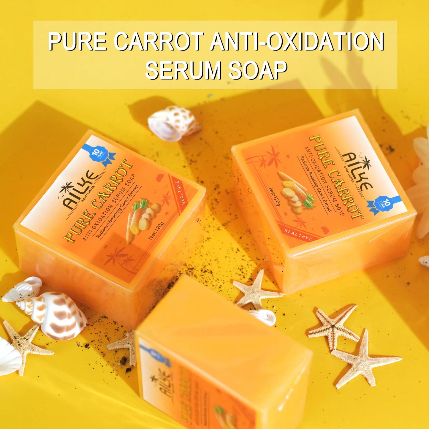 AILKE Pure Carrot Anti-Oxidation Serum Soap, Whitening, Clean Stains, Skin Brightening Soap Bar, With Vitamin C, For Body, Face