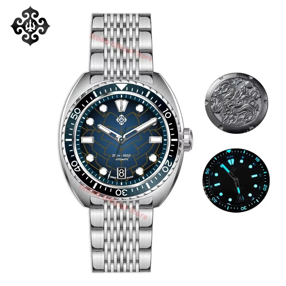 2025 New IXDAO IPOSE Automatic Mechanical Men Watch JD-X07S Dragon Scale Pattern Watch Stainless Steel BWG-9 Diving reloj hombre