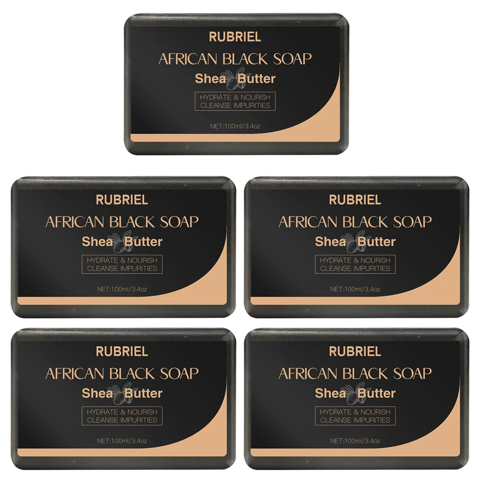 100g AFRICAN BLACK SOAP Shea Butter Bar Moisturizing Acne Treatment Cleanser for Clear Skin Care Deep Cleaning Glowing