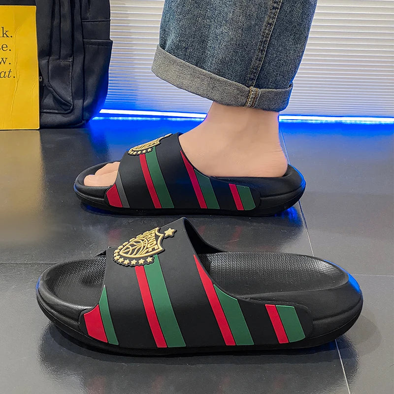 YRZL Men's Slippers Lightweight Non Slip EVA Slides Big Size Summer Beach Shoes Comfortable Fashion Thick Sole Sandals for Men