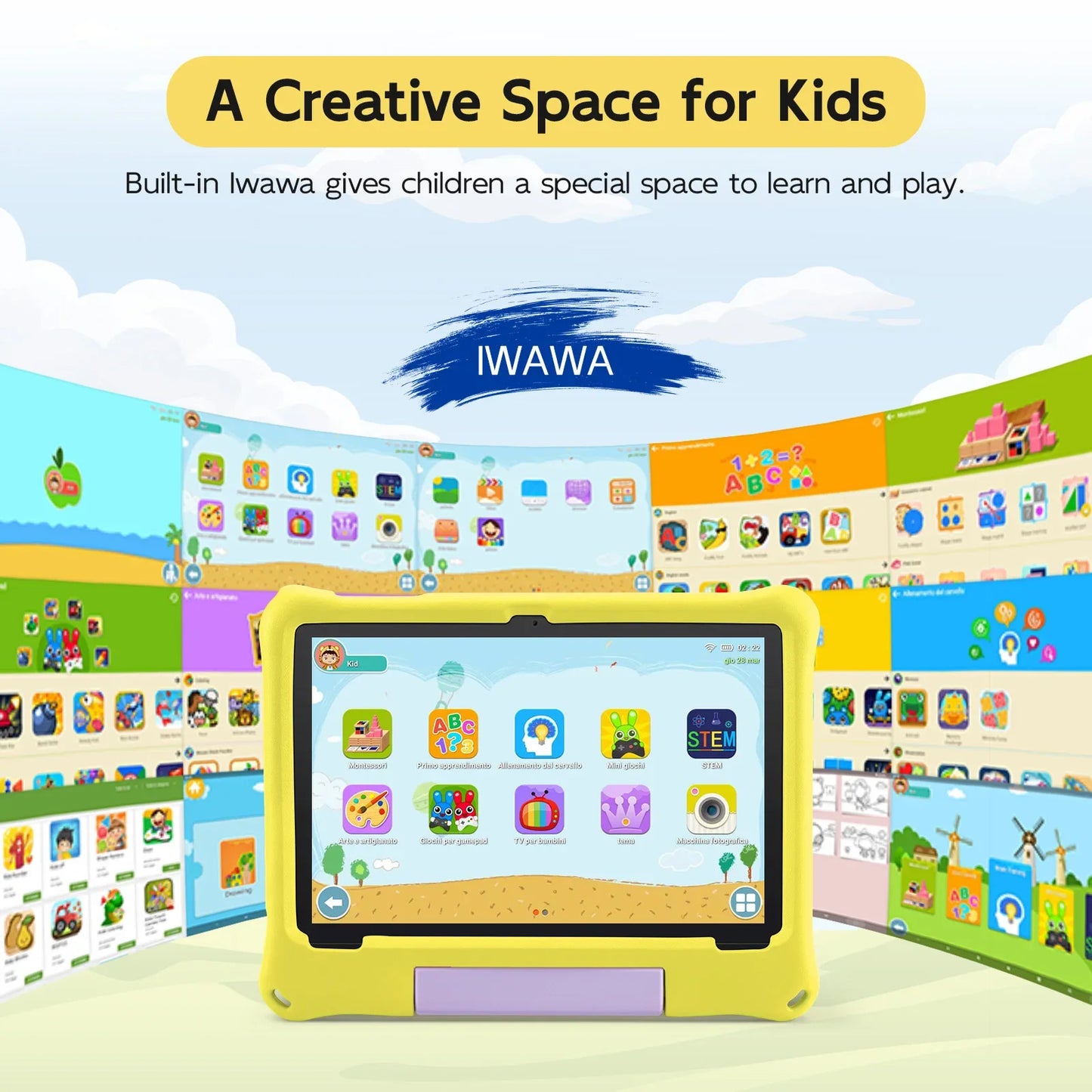 ANRY 10.1 inch Kids Android 15 Tablet 8GB (4+4GB) RAM 64GB ROM 5000Mah Octa-core 5G Wifi Children's Learning Educational Tablets