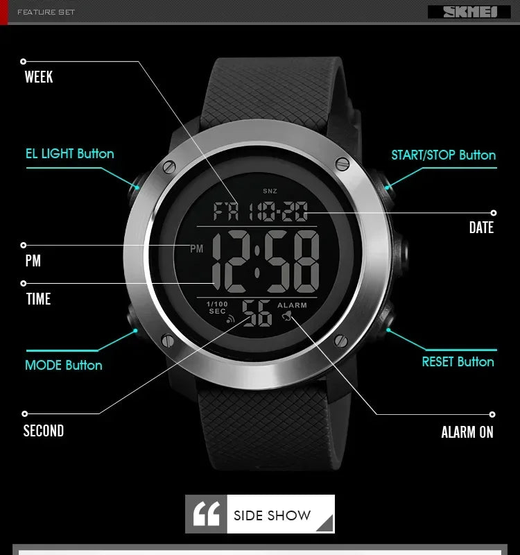 SKMEI 1426 Montre Men Alarm Clock Fashion Digital Watch Relogio Masculino Sport Watch Men Luxury Brand 5Bar Waterproof Watches