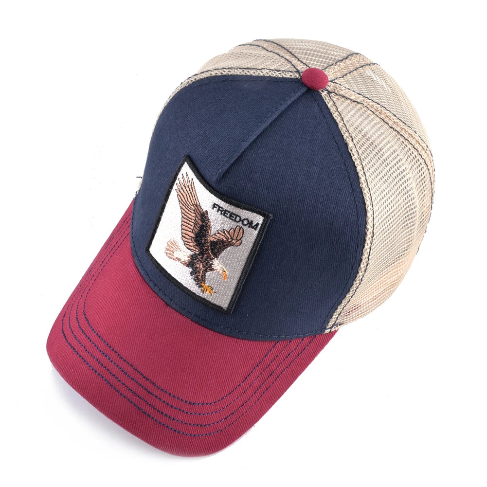 Fashion Trucker Caps With Embroidery Animals Patch Four Seasons Snapback Baseball Cap For Men Women Adjustable Visor Hat