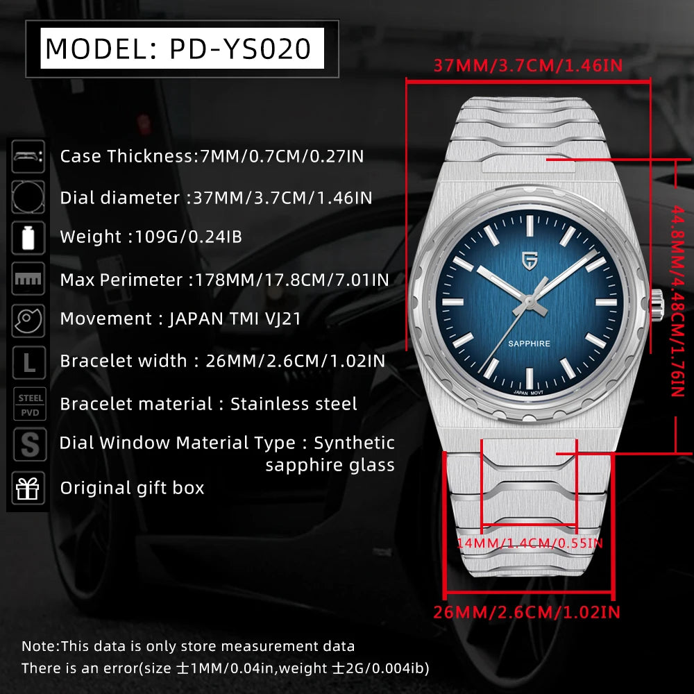 PAGANI DESIGN 2025 New Thin 7mm Fashion Men Quartz Watch V2 Stainless Steel Sapphire 10Bar Waterproof C3 reloj hombre
