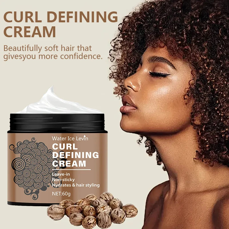 60g Curly Hair Styling Cream - Moisturizing Hair Styling Cream Suitable for Normal Hair, Men and Women, Easy to Use and Carry with Plant Formula