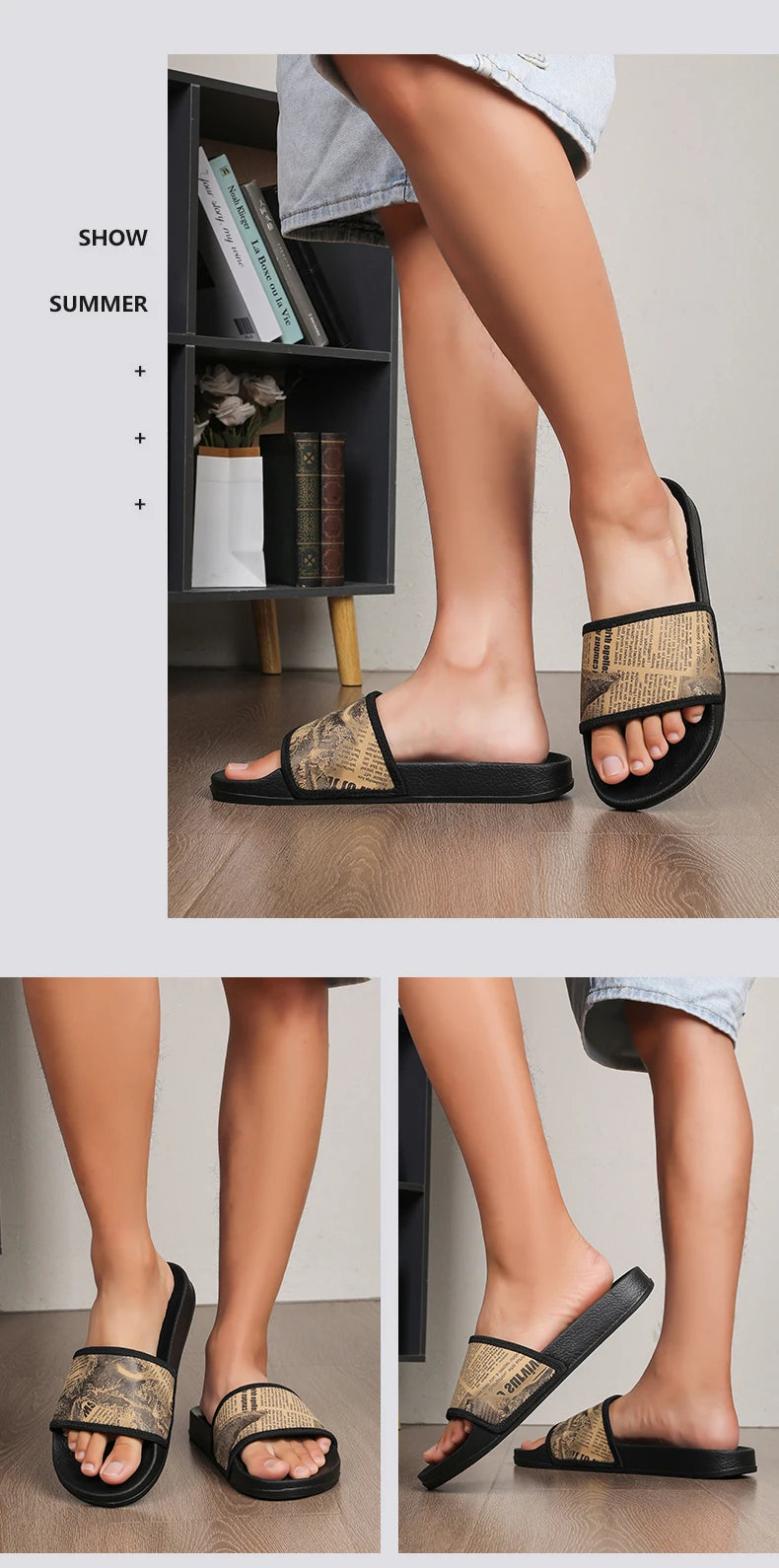 Mens Slides Fashion Summer Luxury Slippers Cushion Beach Solid Slides Indoor Bathroom Anti Slip House Male Sandals