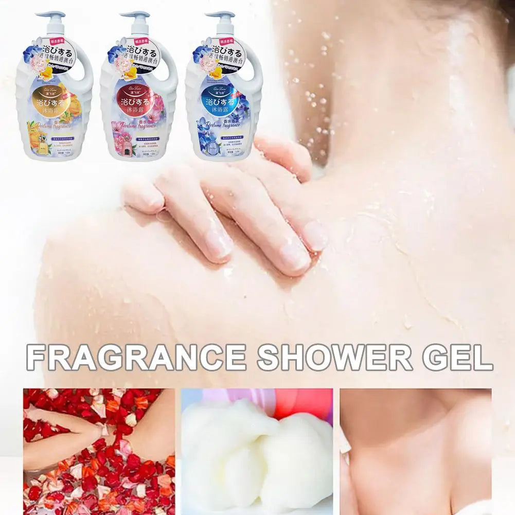 1L Shower Gel Perfume Fragrance Long-lasting Scent, Moisturizing & Hydrating Care Skin Bath Wash Body Cleanser Body Wash