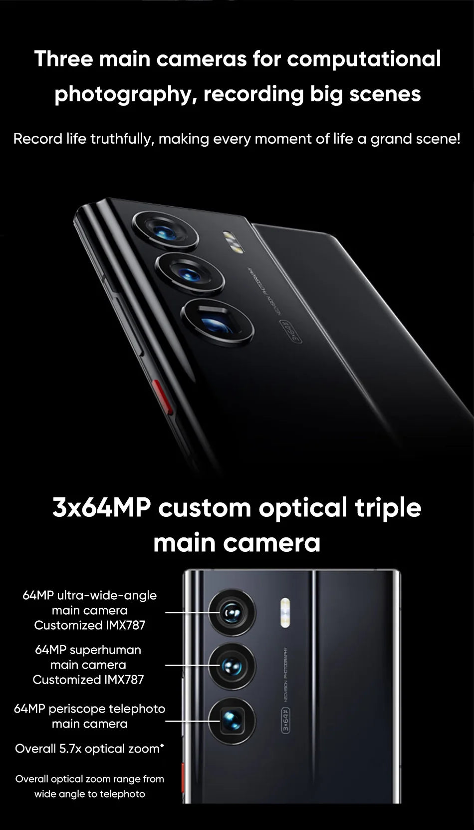 New ZTE Axon 40 Ultra Space Edition 5G Smartphone with UDC Tech Snapdragon 8 Gen 1 6.8" 120Hz AMOLED Display 5000mAh Battery