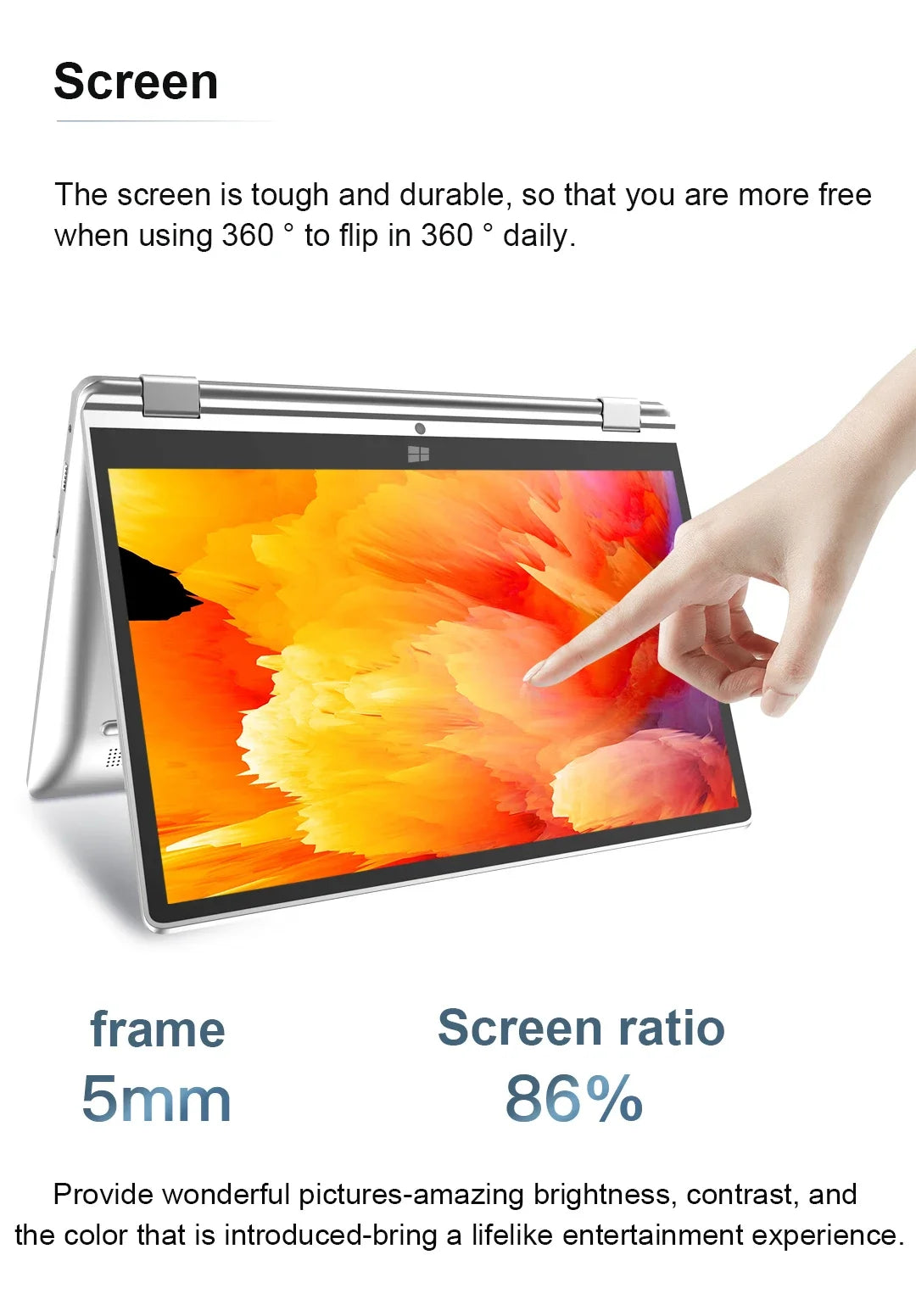 2 in 1 mini Laptop Computer Portable Touch Screen 11.6" Intel N4020 8GB 512GB Windows 11 Pro Office Learning Tablet PC Notebook