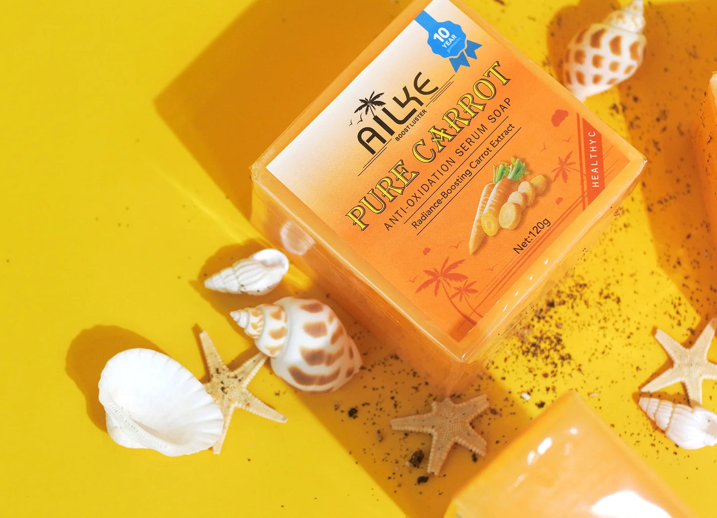 AILKE Pure Carrot Anti-Oxidation Serum Soap, Whitening, Clean Stains, Skin Brightening Soap Bar, With Vitamin C, For Body, Face