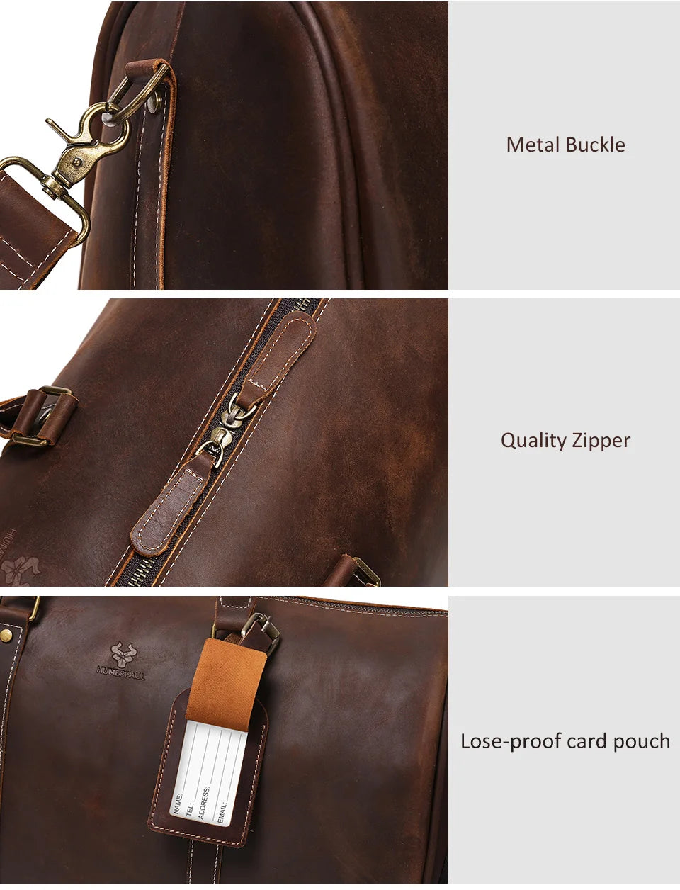 Men's Crazy Horse Leather Duffle Bag Large Capacity Travel Luggage Bag Fits 15'' Laptop & Shoes Durable Totes Bags for Business