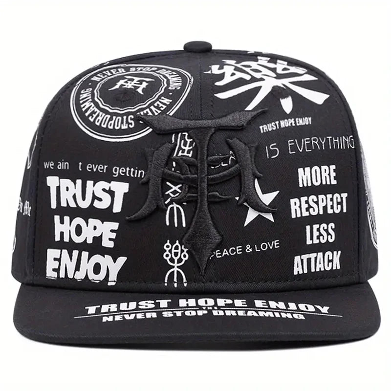 2025 Personalized New Dagger Graffiti Street Pop Hip Hop Hat Outdoor Sports Sunshade Hat Daily Commuter Flat Edge Baseball Hat