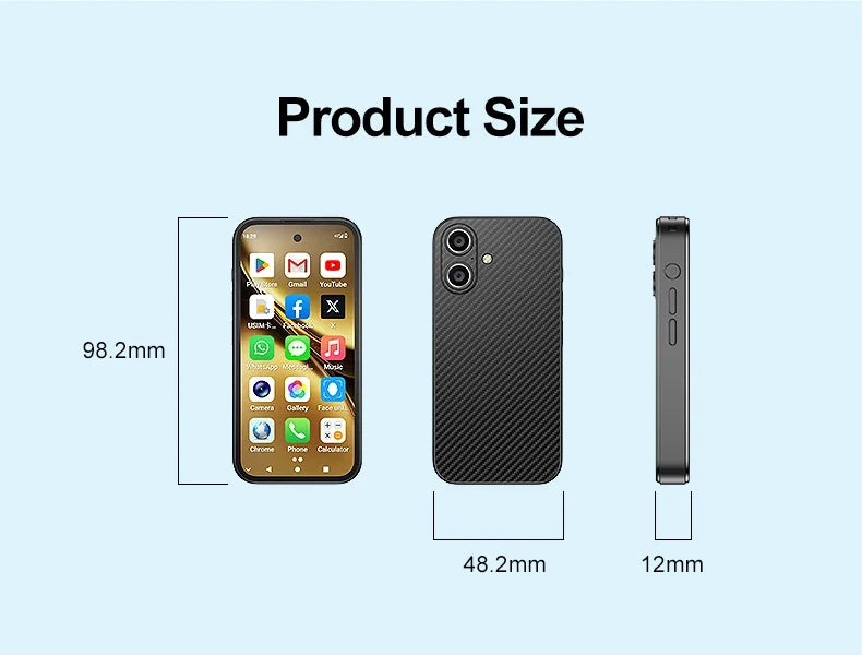 SOYES Q333 Mini Smartphone 4GB RAM 64GB ROM Android 12.0 Face Unlock 2000mAh 4G LTE Type-C OTG 3.58‘’ Screen Small Phone