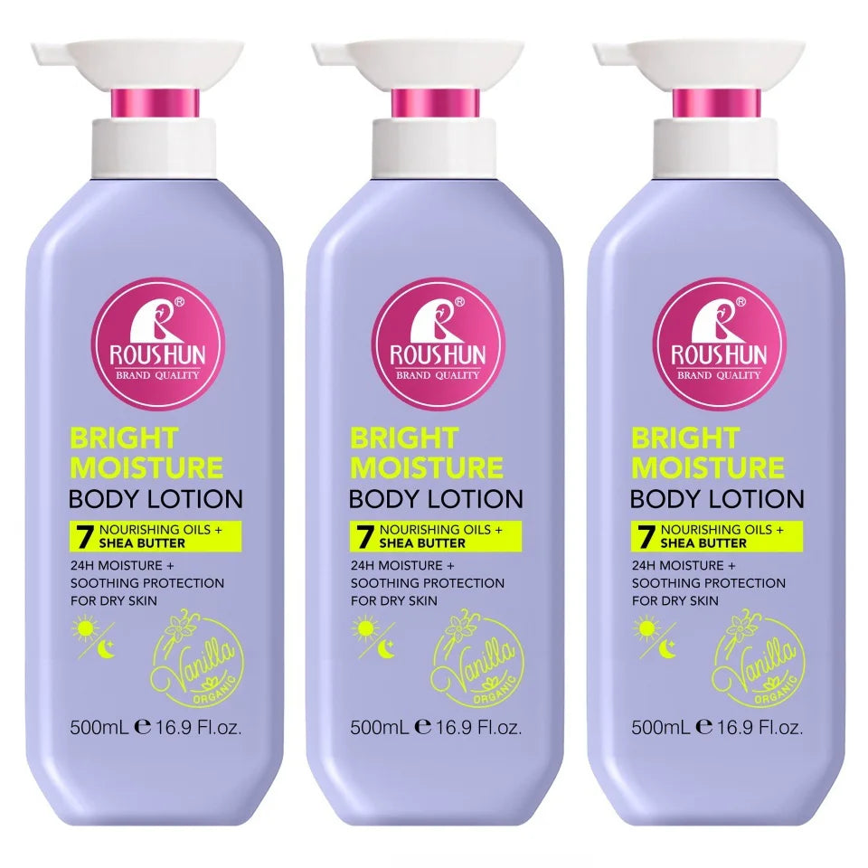 500ml ROU SHUNMultivitamin+Shea Butter Body Lotion Moisturizing Skin Beauty Body Lotion Fragrance Non-Greasy Large Capacity