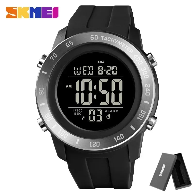 SKMEI 1524 2 Time LED Digital Wristwatches Mens Waterproof Chrono Count Down Male Hour montre homme Big Dial Sport Men Watch