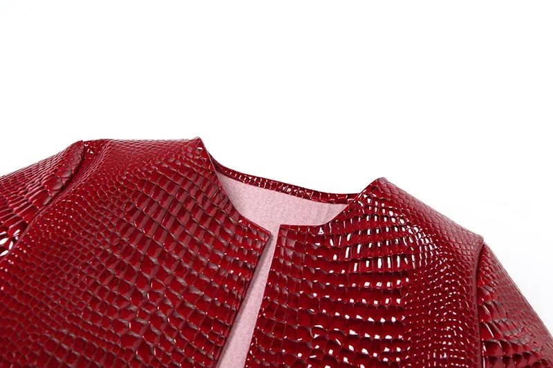 Red Motor Sexy Cropped Jackets Women 2025 Autumn Winter Fashion Streetwear Y2K Long Sleeve PU Faux Leather Short Coats Female - The Discount Plug