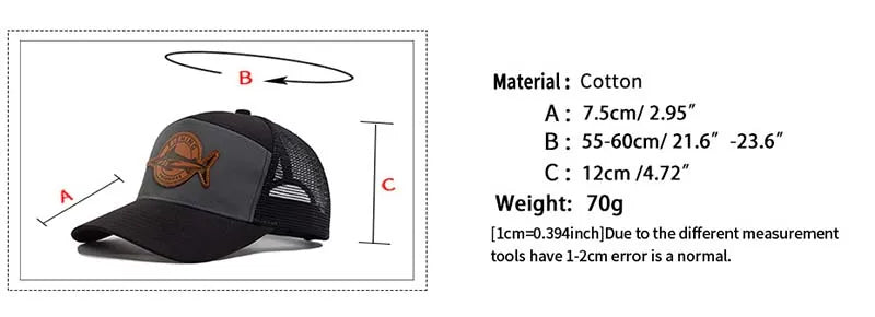 Shark Leather Label Men's Baseball Cap Casual 7 Panel Style Trucker Hat Fashion Hip Hop Mesh Caps Summer Women Visor Hats Unisex - The Discount Plug