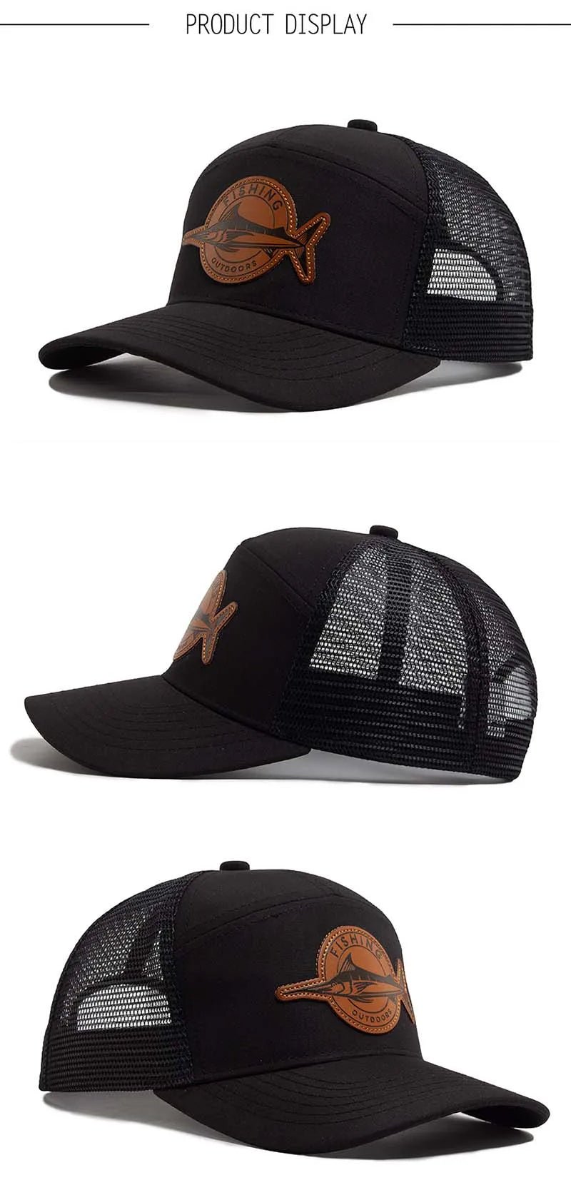 Shark Leather Label Men's Baseball Cap Casual 7 Panel Style Trucker Hat Fashion Hip Hop Mesh Caps Summer Women Visor Hats Unisex - The Discount Plug