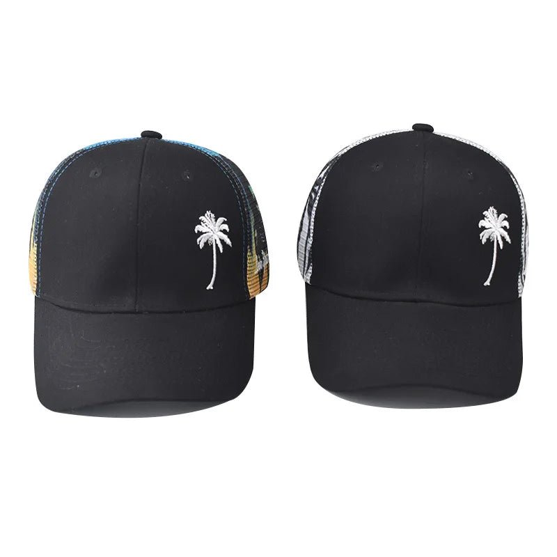 Unisex Adjustable Baseball Cap Coconut Tree Pattern Outdoor Summer Trucker Hat Streetwear Cap For Men And Women Snapback Hats - The Discount Plug