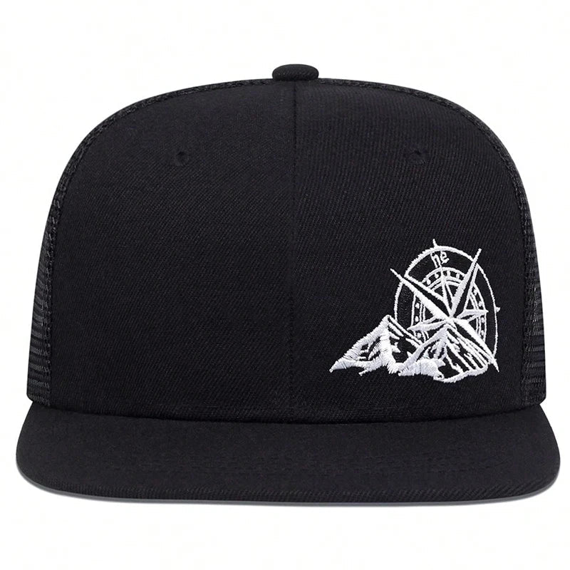 Unisex Compass Mountain Embroidery Baseball Net Hats Spring Summer Outdoor Adjustable Casual Hip - hop Trucker Caps Sunscreen Hat - The Discount Plug