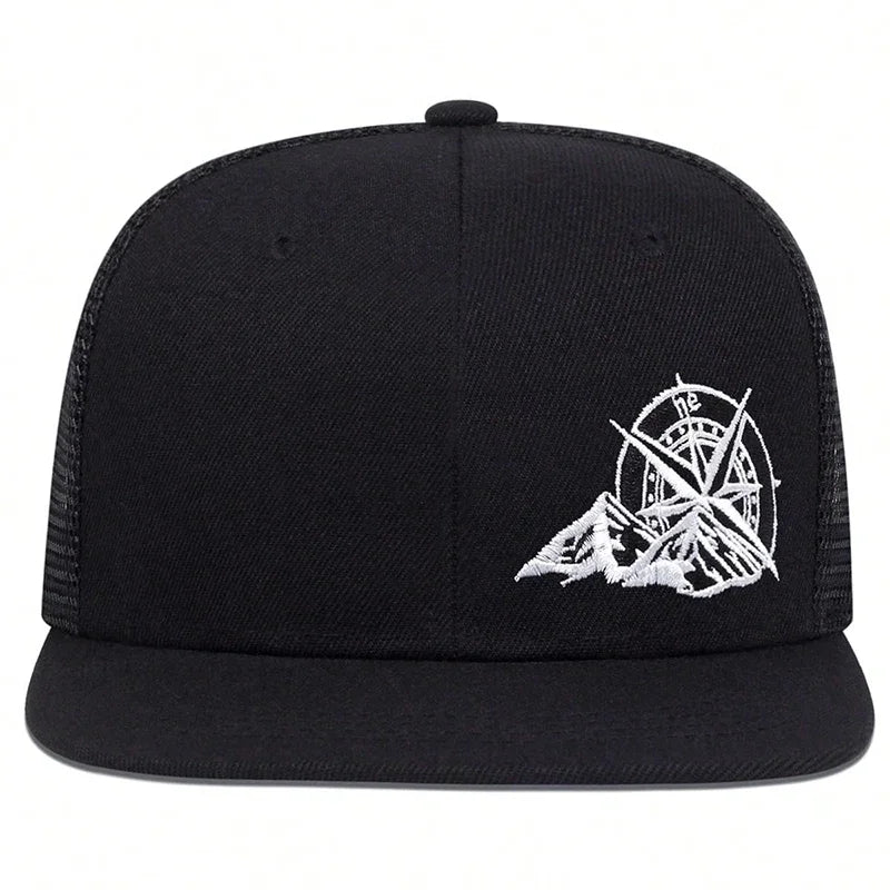 Unisex Compass Mountain Embroidery Baseball Net Hats Spring Summer Outdoor Adjustable Casual Hip - hop Trucker Caps Sunscreen Hat - The Discount Plug