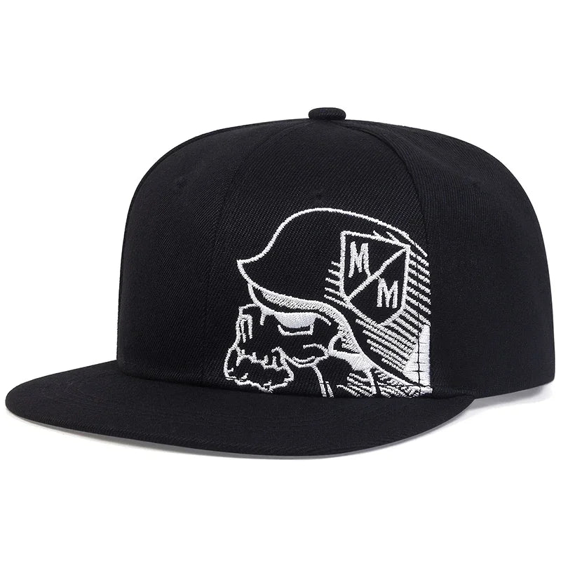 Unisex Skeleton Embroidery Baseball Cap Women Outdoor Sports Flat Hats Men Fashion Men Hip Hop Snapback Caps Sunscreen Hat - The Discount Plug