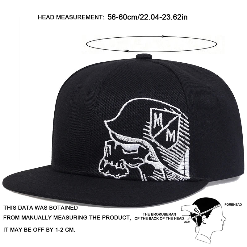 Unisex Skeleton Embroidery Baseball Cap Women Outdoor Sports Flat Hats Men Fashion Men Hip Hop Snapback Caps Sunscreen Hat - The Discount Plug