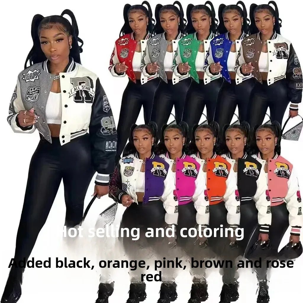 WB9121 Women's Screw Thread Ballpark Jacket Crew Neck Regular Fit Spring Autumn New Style Clothing From China Mainland - The Discount Plug