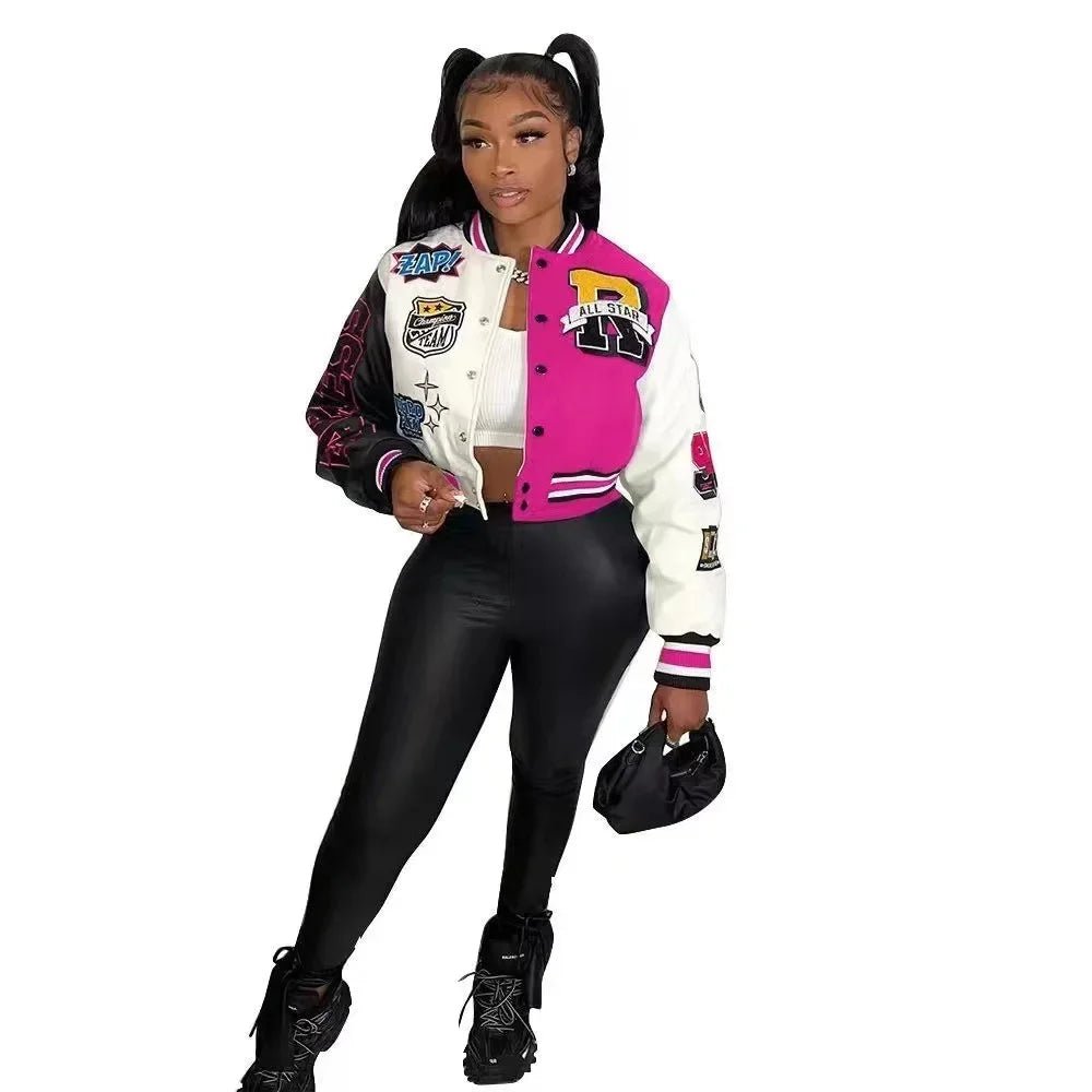 WB9121 Women's Screw Thread Ballpark Jacket Crew Neck Regular Fit Spring Autumn New Style Clothing From China Mainland - The Discount Plug