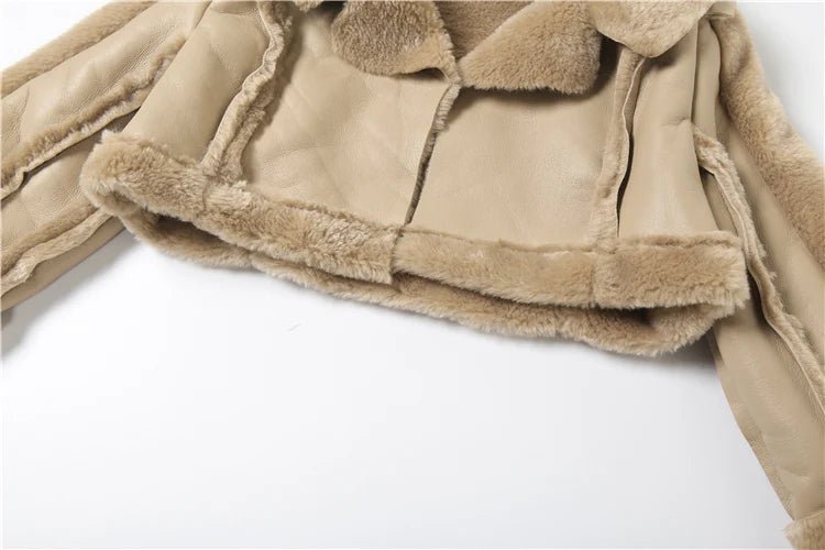 Weird Puss Furry Patchwork Women Crop Jacket Hipster Full Sleeve Open Stitch Hipster Streetwear Warm Outwear Basic Wild Coat - The Discount Plug