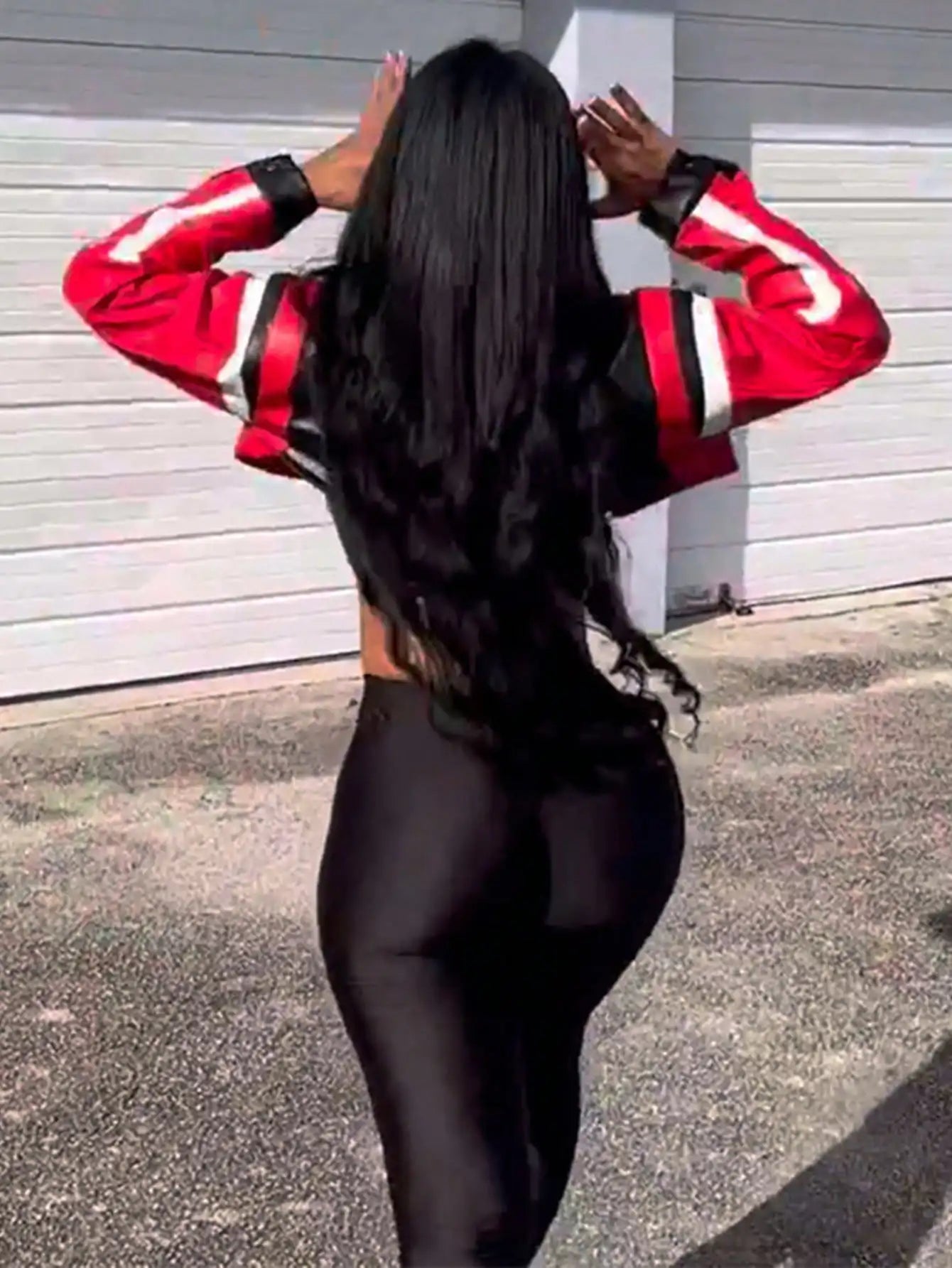 Women's Red Faux Leather Bomber Jacket - Zipper Short Coat for Christmas/New Year Party & Casual Outfits - The Discount Plug