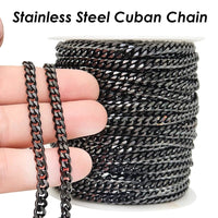 10 Feet Cuban Chain Stainless Steel Cuban Link Chain Gold Plated Black Curb Chain for Men or Women Jewelry Making - The Discount Plug