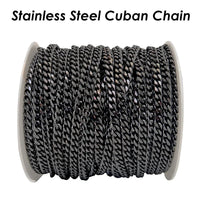 10 Feet Cuban Chain Stainless Steel Cuban Link Chain Gold Plated Black Curb Chain for Men or Women Jewelry Making - The Discount Plug