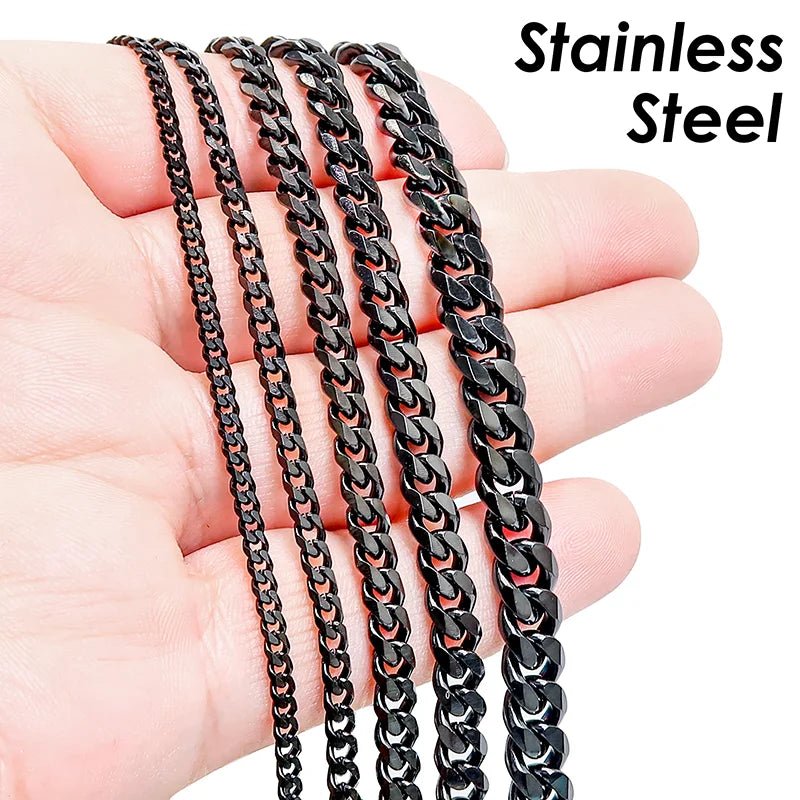 10 Feet Cuban Chain Stainless Steel Cuban Link Chain Gold Plated Black Curb Chain for Men or Women Jewelry Making - The Discount Plug