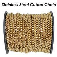10 Feet Cuban Chain Stainless Steel Cuban Link Chain Gold Plated Black Curb Chain for Men or Women Jewelry Making - The Discount Plug